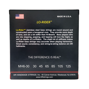 DR LO-RIDER MH6-30 Stainless Steel Bass Guitar Strings: 6-String Medium 30-125