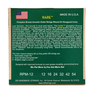 DR RARE RPM-12 Phosphor Bronze Acoustic Guitar Strings: Light 12-54