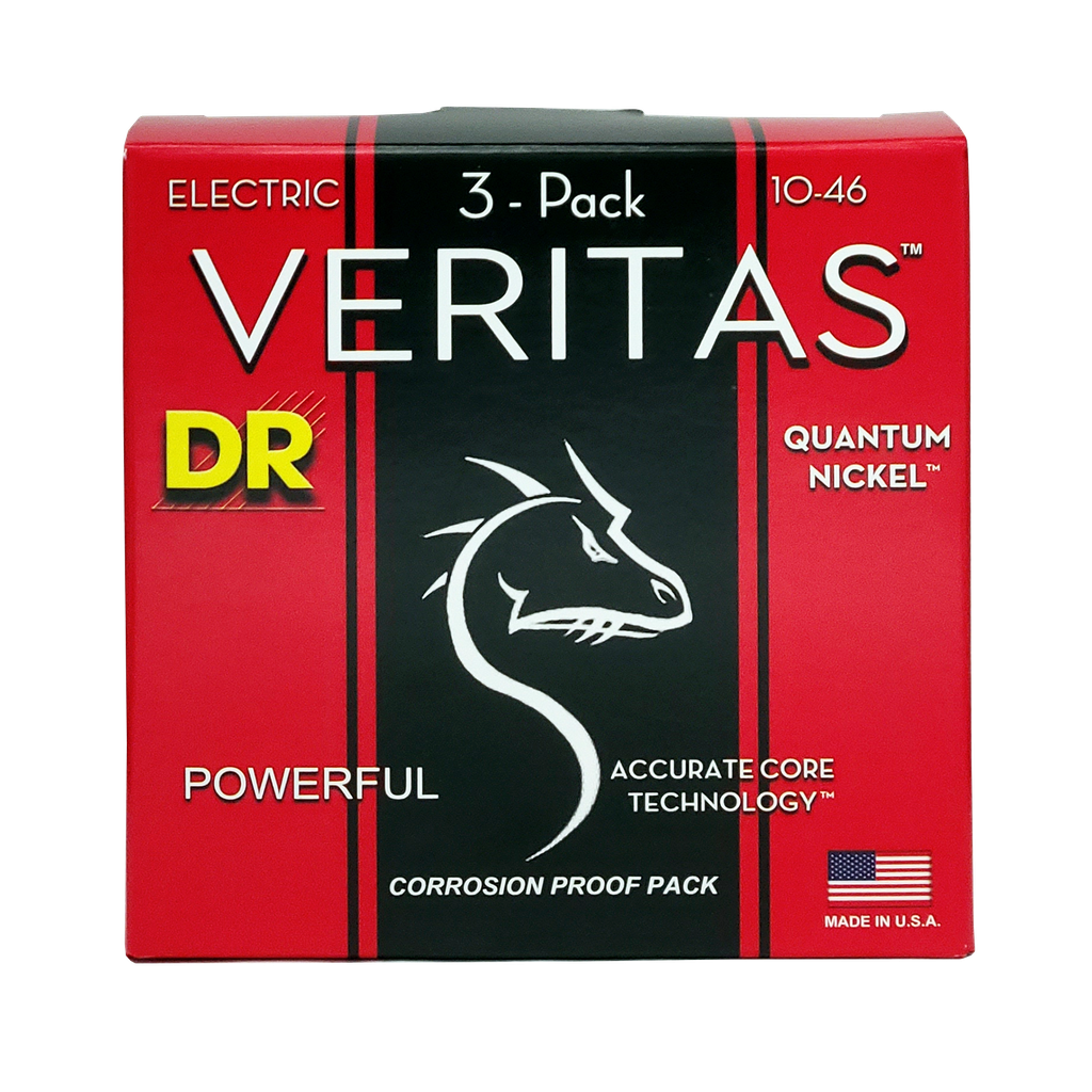 3 Pack DR VERITAS VTE-10-3PK Coated Core Technology Electric Guitar Strings: Medium 10-46