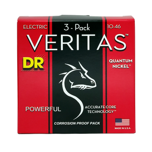 3 Pack DR VERITAS VTE-10-3PK Coated Core Technology Electric Guitar Strings: Medium 10-46