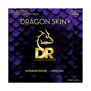 DR Dragon Skin+ DEQ-8/11 Electric Guitar Strings: 8-String 11-80