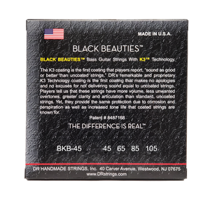 DR BLACK BEAUTIES BKB-45 Black Colored Bass Guitar Strings: Medium 45-105