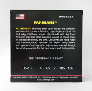 DR FAT-BEAM FB5-130 Stainless Steel Bass Guitar Strings: 5-String Medium to Heavy 45-130