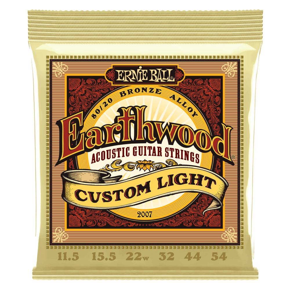 Ernie Ball 2007 Earthwood Acoustic Guitar Strings 80/20 Bronze Custom Light 11.5-54