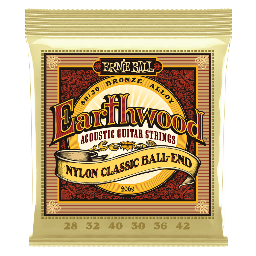 Ernie Ball 2069 Earthwood Classical Nylon Guitar Strings 28-42 (Ball End)