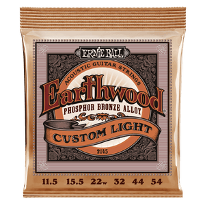 Ernie Ball 2145 Earthwood Acoustic Guitar Strings Phosphor Bronze Custom Light 11.5-54