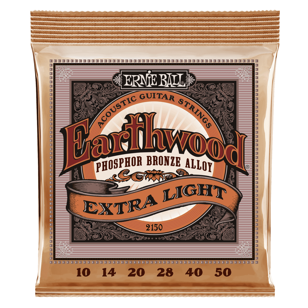 Ernie Ball 2150 Earthwood Acoustic Guitar Strings Phosphor Bronze Extra-Light 10-50