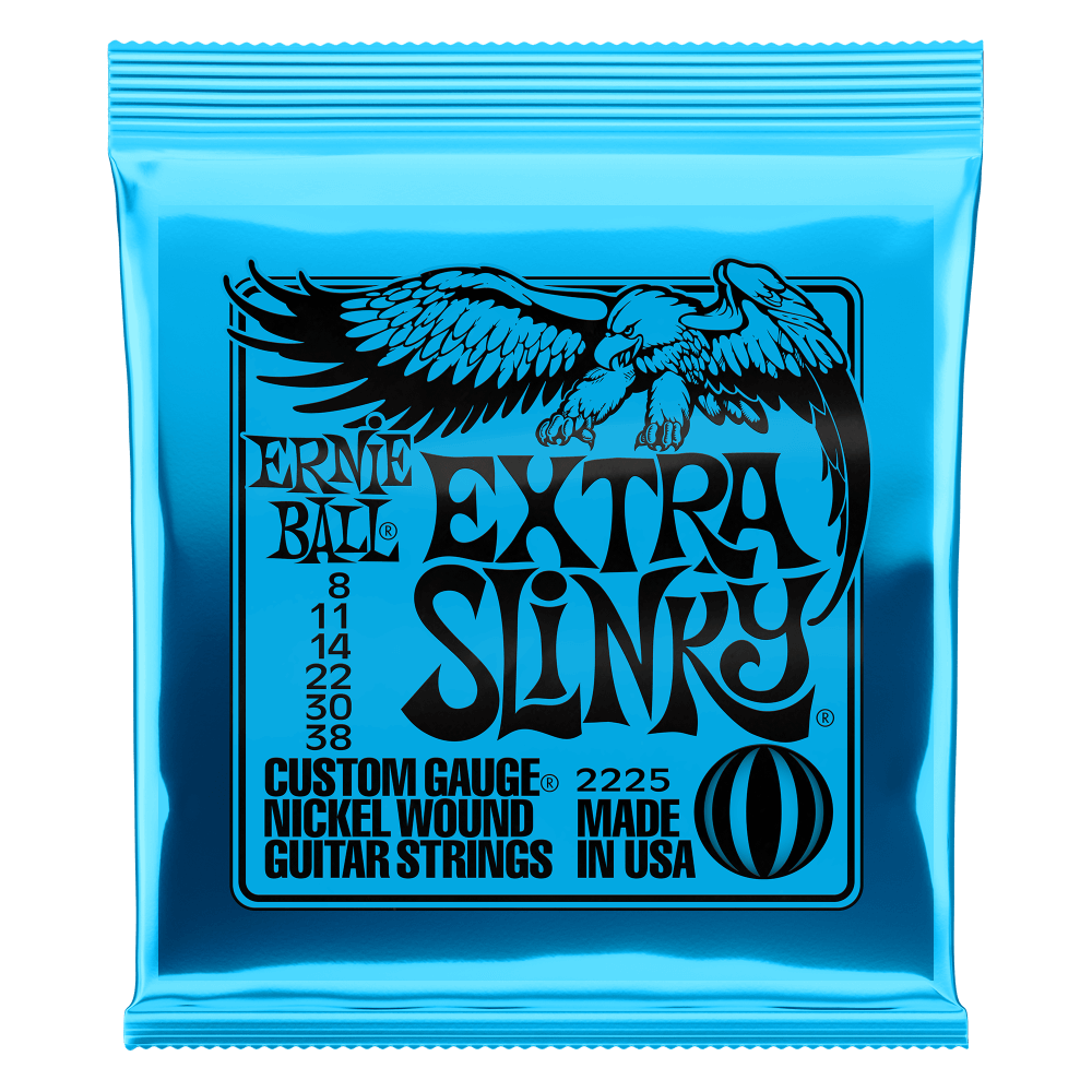 10 x Ernie Ball 2225 Electric Guitar Strings Slinky Nickel Wound Extra 8-38