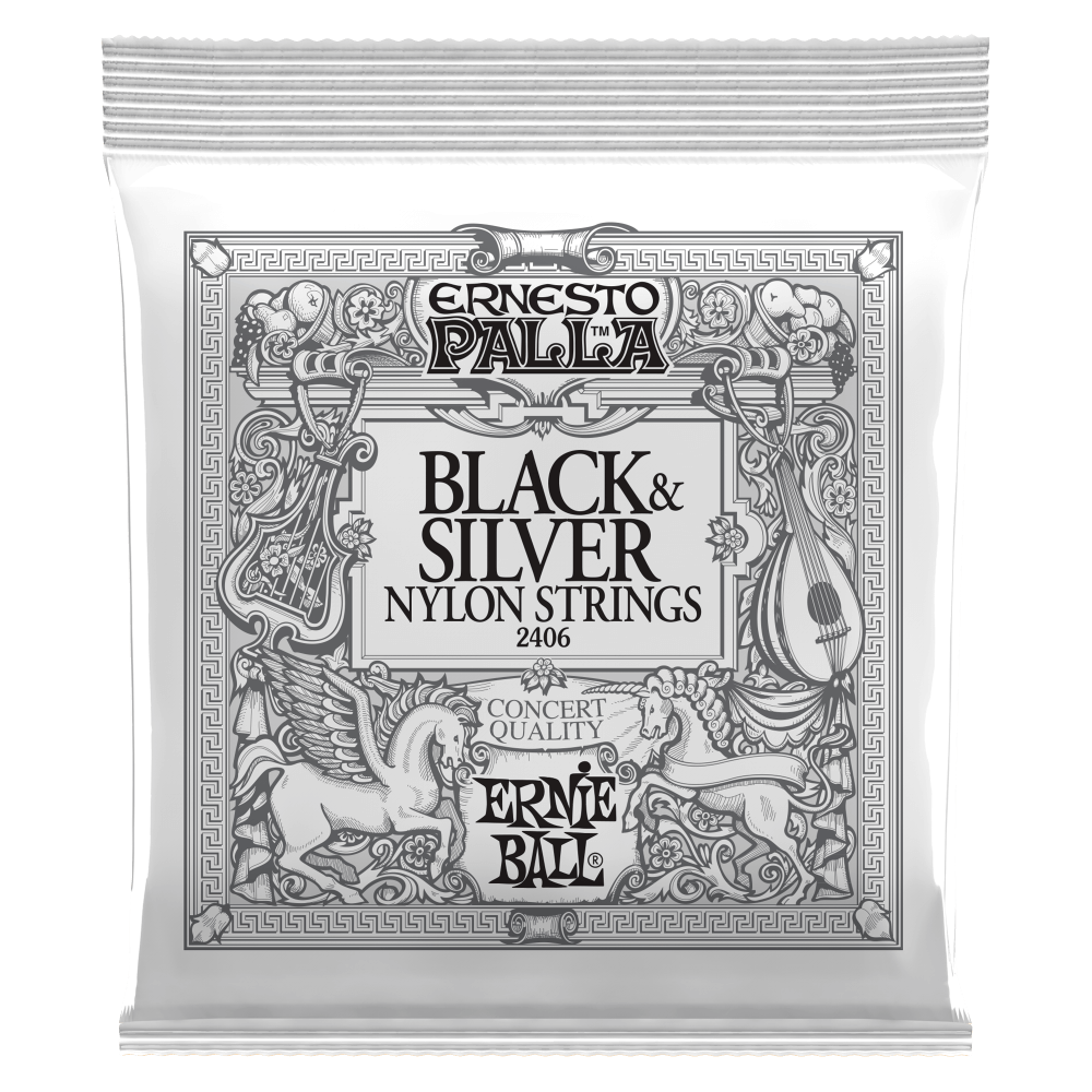 Ernie Ball 2406 Ernesto Palla Classical Nylon Guitar Strings Black & Silver 28-42