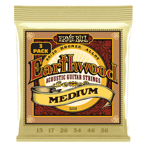 Ernie Ball 3002 Earthwood Acoustic Guitar Strings 80/20 Bronze Medium 13-56 (3 Pack)