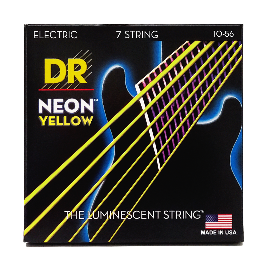 DR HI-DEF NEON NYE7-10 YELLOW Colored Electric Guitar Strings: 7-String Medium 10-56