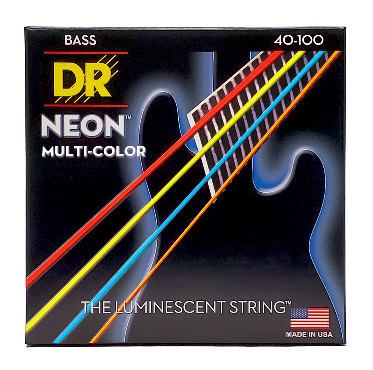 DR HI-DEF NEON NMCB-40 Multi-Color Colored Bass Guitar Strings: Light 40-100