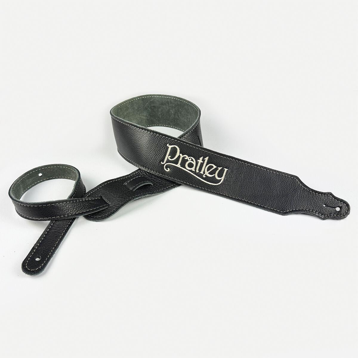 Pratley 2.5" Leather Strap w/ Suede Backing & Embroidered Logo - Black