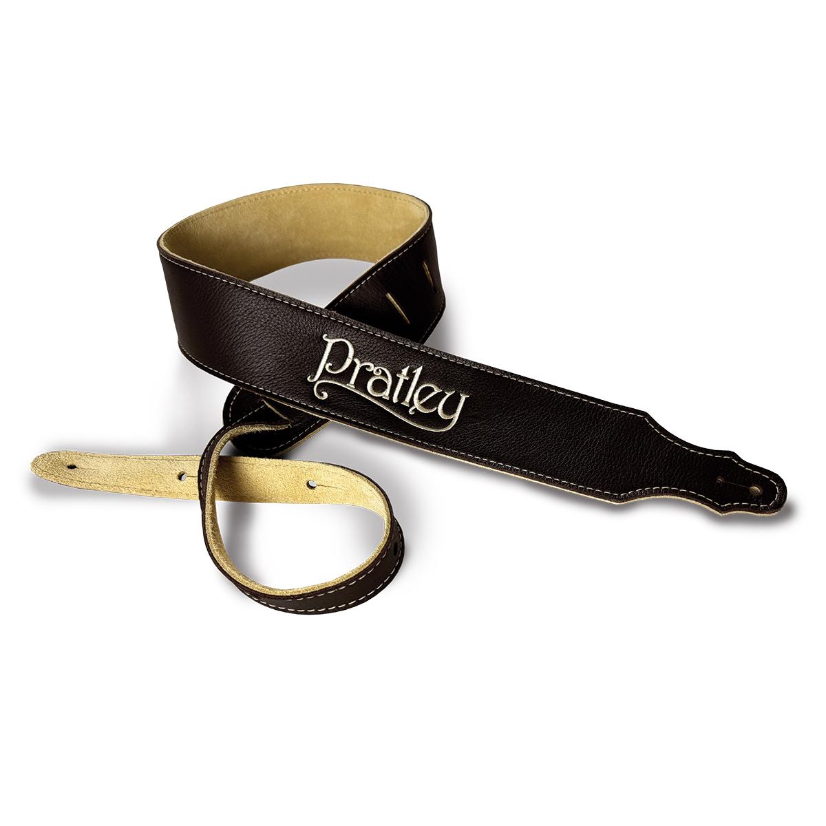 Pratley 2.5" Leather Strap w/ Suede Backing & Embroidered Logo - Chocolate