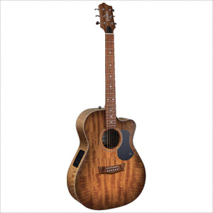 Pratley Premier OM Acoustic Guitar All Solid Maple Smoke Burst Top w/ Cutaway & Pickup