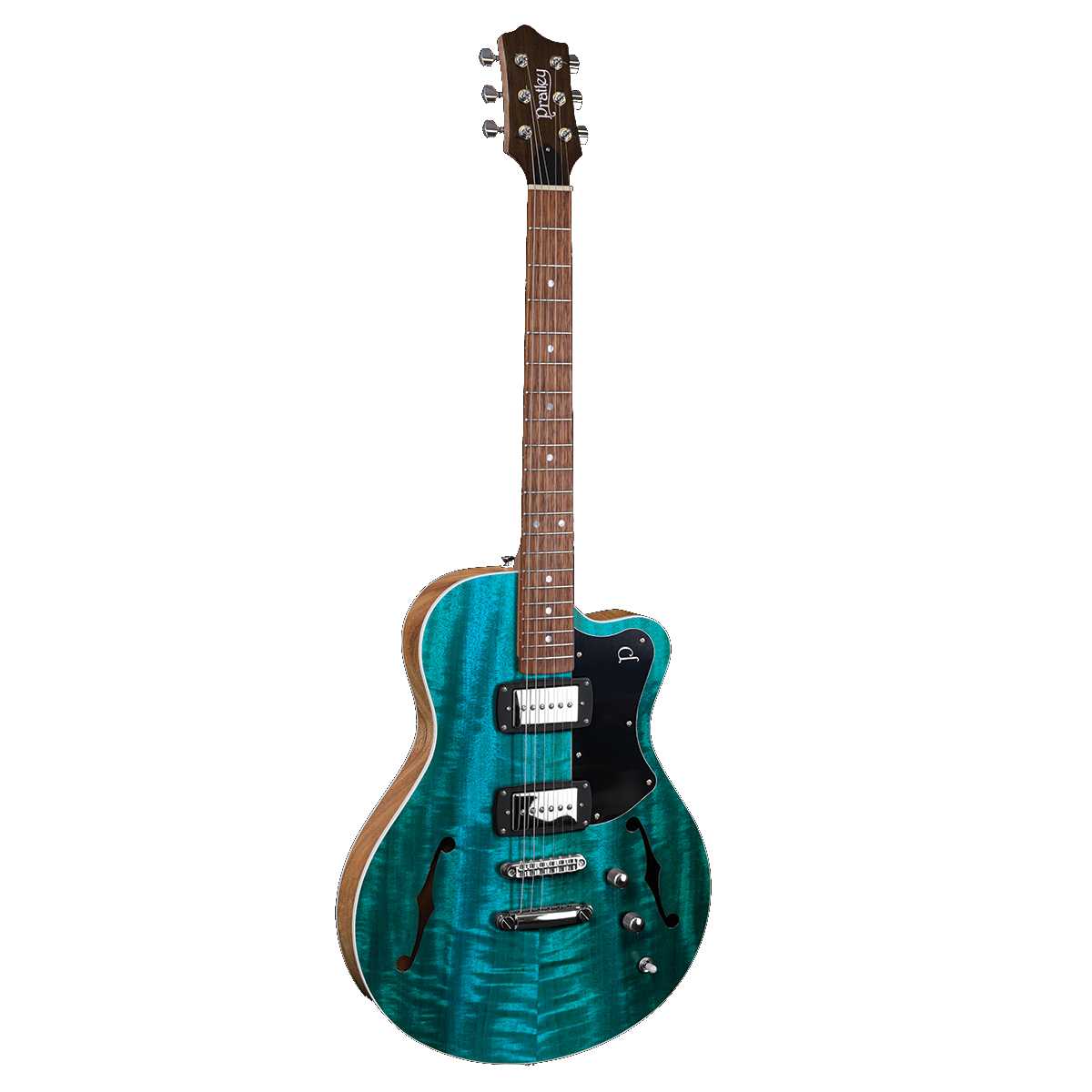 Pratley SH90-BL Electric Guitar Semi-Hollow Single Cut Blue Lagoon w/ SD Phat Cat P90 Pickups