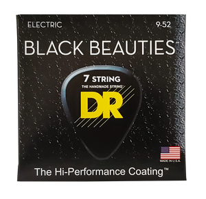 DR BLACK BEAUTIES BKE7-9 BLACK Colored Electric Guitar Strings: 7-String Light 9-52