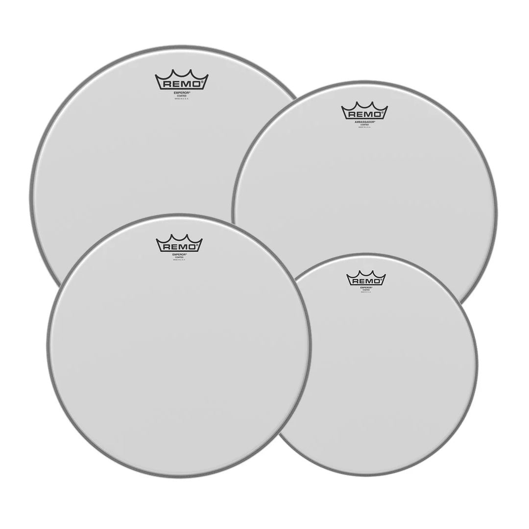 Remo PP-1010-BE Pro Pack Drum Head Skin Emperor Coated 12,13,16 Inch & Free Ambassador 14"