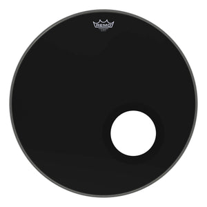 Remo P3-1022-ES-DM Powerstroke 3 Bass Drum Head Skin 22 Inch Ebony 22" PS3 w/ Black DynamO Ring Pre-Cut