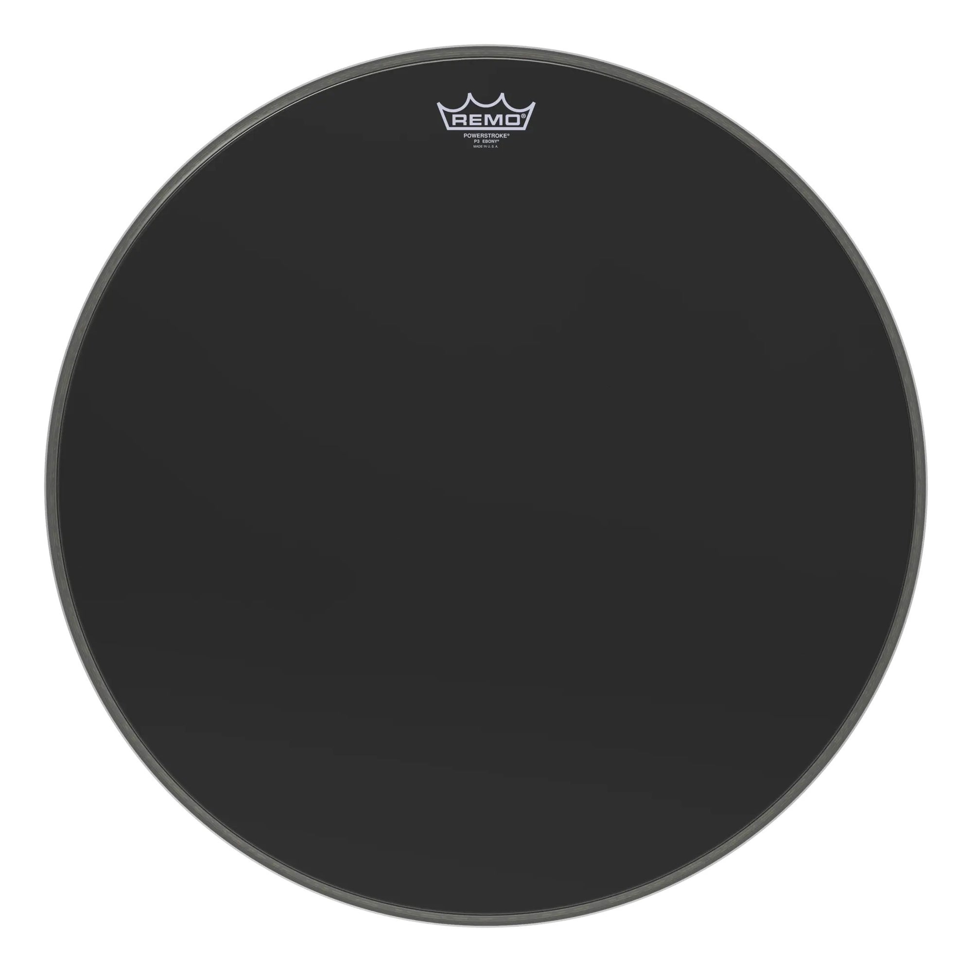 Remo P3-1020-ES Powerstroke 3 Bass Drum Head Skin 20 Inch Ebony 20" PS3 w/ Black DynamO Ring