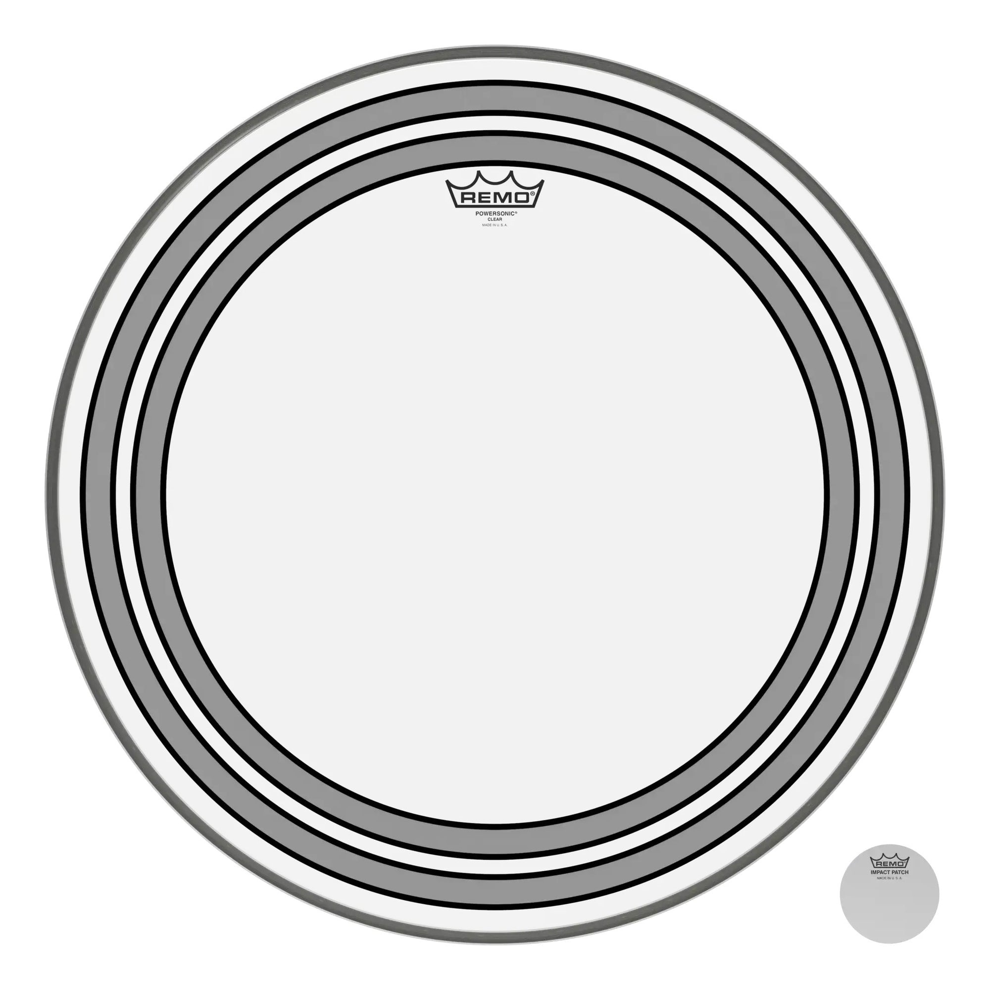 Remo PW-1324-00 Powersonic Bass Drum Head Skin 24 Inch Clear 24"