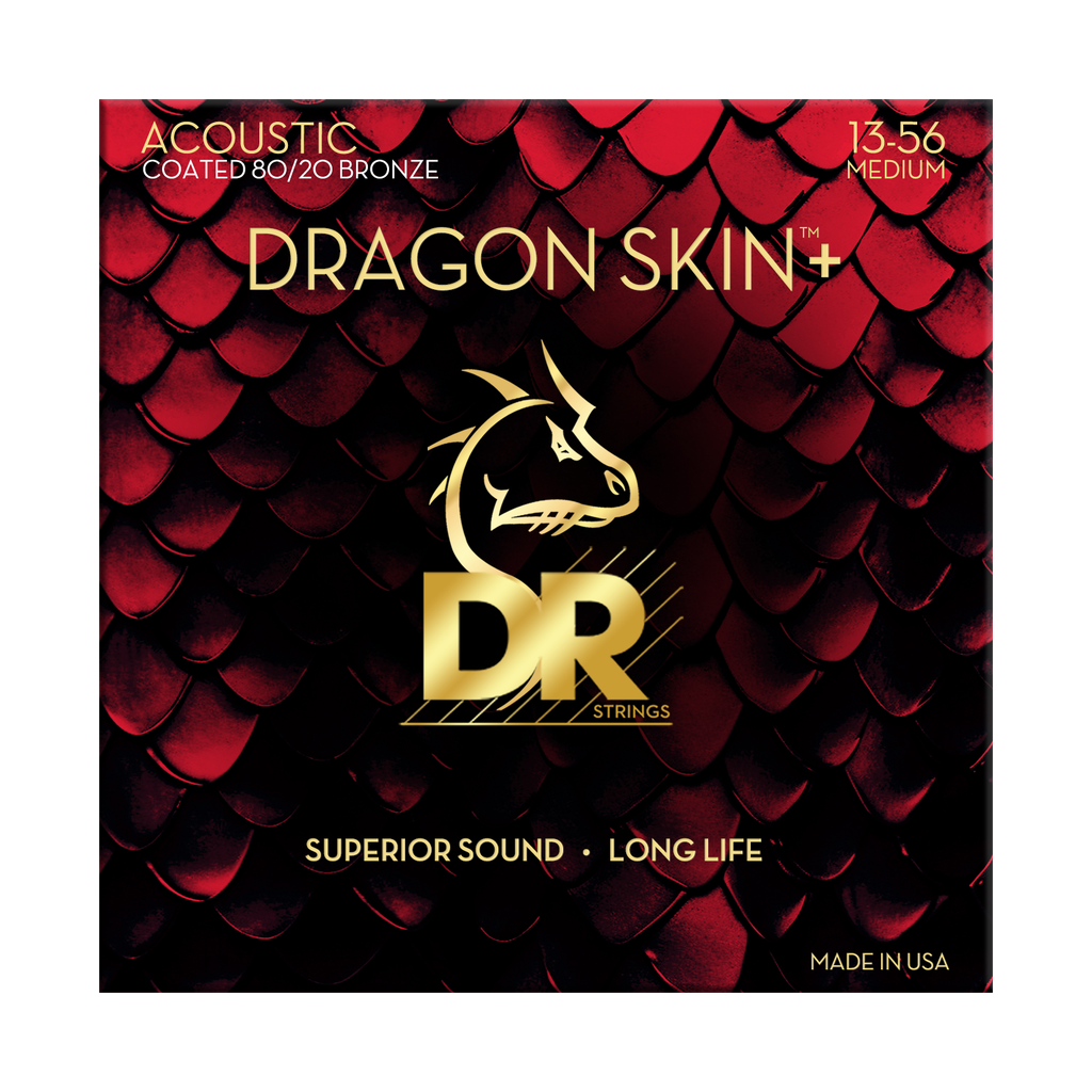 DR Dragon Skin+ DA8-13 80/20 Acoustic Guitar Strings: 13-56