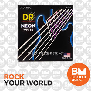 DR HI-DEF NEON NWE-11 WHITE Colored Electric Guitar Strings: Heavy 11-50