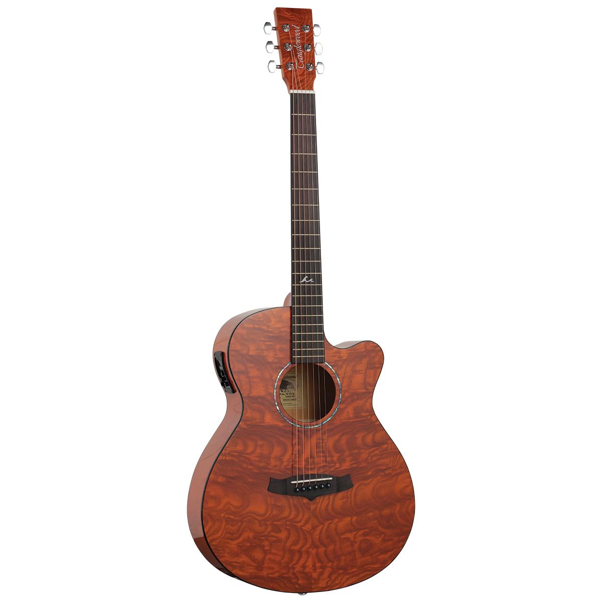 Tanglewood Azure Acoustic Guitar Superfolk Quilted Ash Shoreline Amber Gloss w/ Cutaway & Pickup