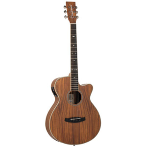 Tanglewood Reunion Pro Super Folk Acoustic Guitar Solid Top All Koa Natural Satin w/ Cutaway & Pickup