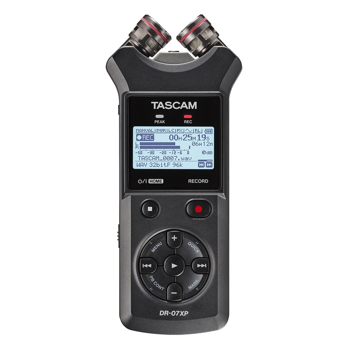 Tascam DR-07XP 2-Channel Handheld Recorder w/ USB-C Interface & Adjustable Mics