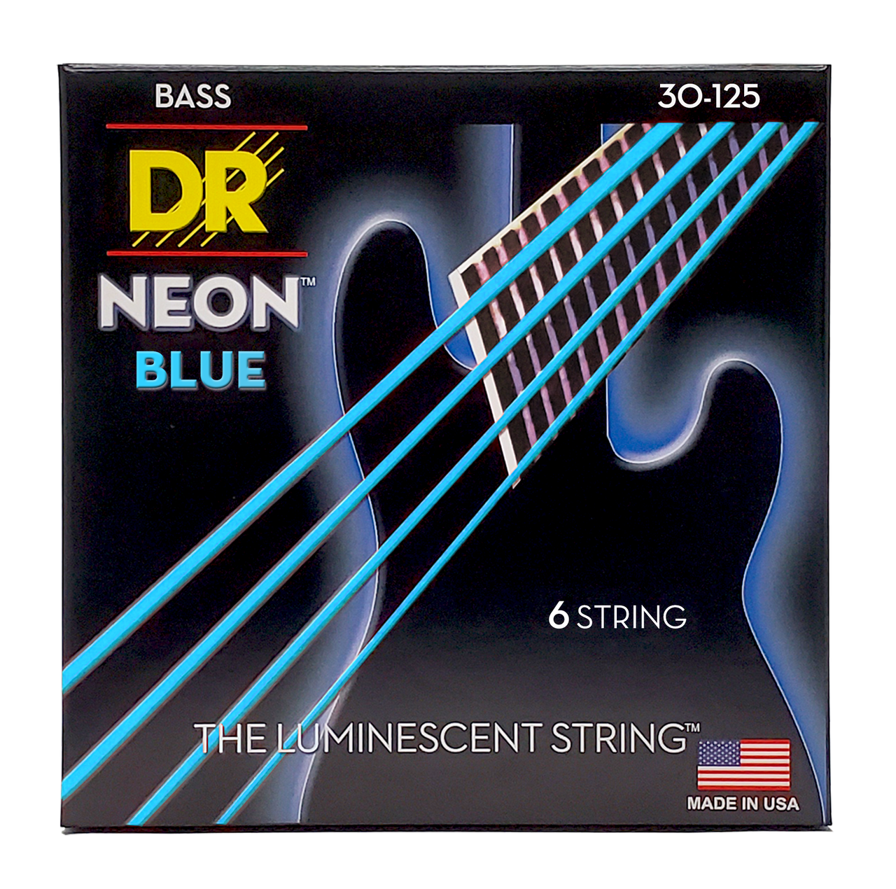 DR HI-DEF NEON NBB6-30 Blue Colored Bass Guitar Strings: 6-String Medium 30-125