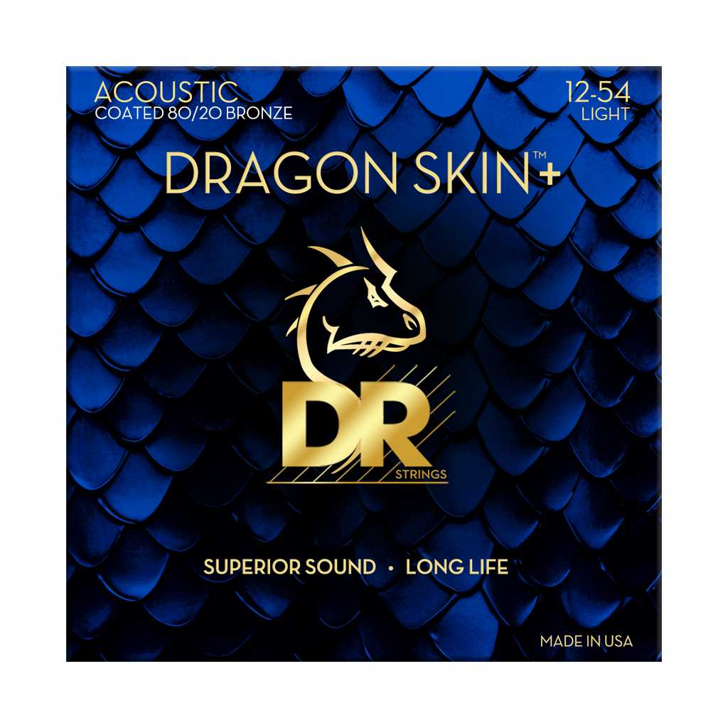 DR Dragon Skin+ DA8-12 80/20 Acoustic Guitar Strings: 12-54