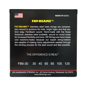 DR FAT-BEAM FB6-30 Stainless Steel Bass Guitar Strings: 6-String Medium 30-125