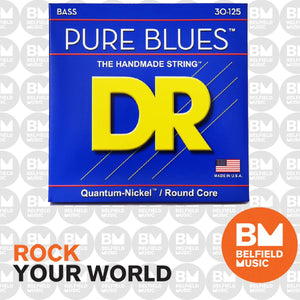 DR PURE BLUES PB6-30 Quantum Nickel Bass Guitar Strings: 6-String Medium 30-125