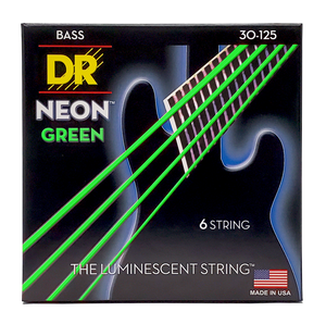 DR HI-DEF NEON NGB6-30 Green Colored Bass Guitar Strings: 6-String Medium 30-125