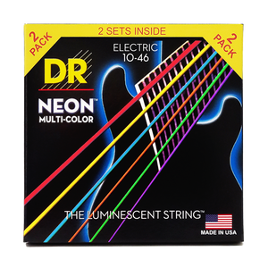 DR HI-DEF NEON NMCE-2/10 MULTI-COLOR Colored Electric Guitar Strings: Medium 10-46 (2-Pack)