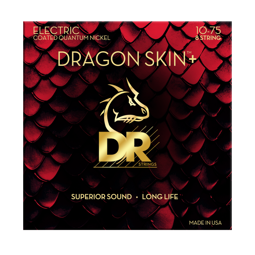 DR Dragon Skin+ DEQ-8/10 Electric Guitar Strings: 8-String 10-75