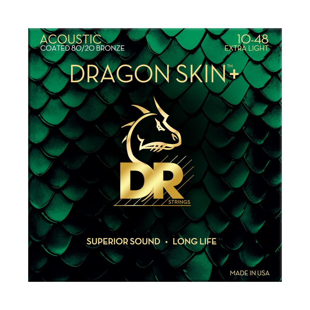 DR Dragon Skin+ DA8-10 80/20 Acoustic Guitar Strings: 10-48