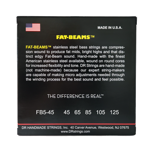 DR FAT-BEAM FB5-45 Stainless Steel Bass Guitar Strings: 5-String Medium 45-125