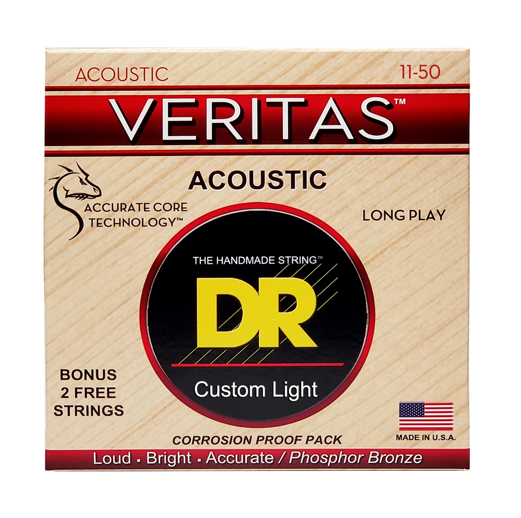 DR VERITAS VTA-11 Coated Core Technology Acoustic Guitar Strings: Custom Light 11-50