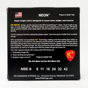 DR HI-DEF NEON NBE-9 BLUE Colored Electric Guitar Strings: Light 9-42