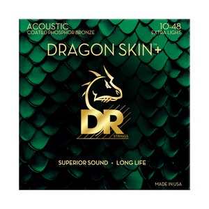 DR Dragon Skin+ DAP-10 Phosphor Bronze Acoustic Guitar Strings: 10-48