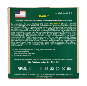 DR RARE RPML-11 Phosphor Bronze Acoustic Guitar Strings: Custom Light 11-50