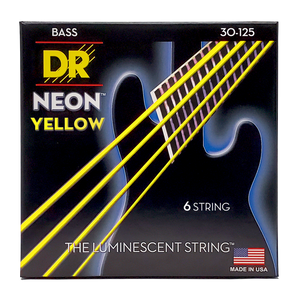 DR HI-DEF NEON NYB6-30 Yellow Colored Bass Guitar Strings: 6-String Medium 30-125