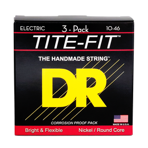 3 Pack DR TITE-FIT MT-10-3PK Nickel Plated Electric Guitar Strings: Medium 10-46