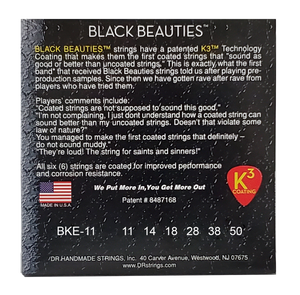 DR BLACK BEAUTIES BKE-11 BLACK Colored Electric Guitar Strings: Heavy 11-50