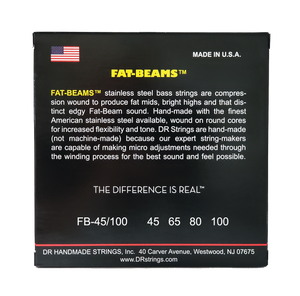 DR FAT-BEAM FB-45/100 Stainless Steel Bass Guitar Strings: Light to Medium 45-100