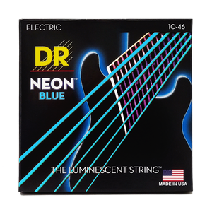 DR HI-DEF NEON NBE-10 BLUE Colored Electric Guitar Strings: Medium 10-46