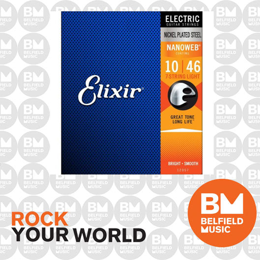 Elixir 12057 Electric Guitar Strings 7 Str Nanoweb Light 10 56 E