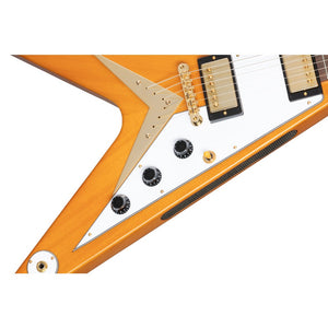 Epiphone 1958 Korina Flying V Electric Guitar Aged Natural & White Pickguard w/ Hardcase - IGCKFVWANAGH1